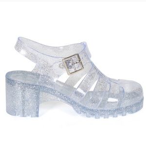 Clear Glitter Jelly Sandals